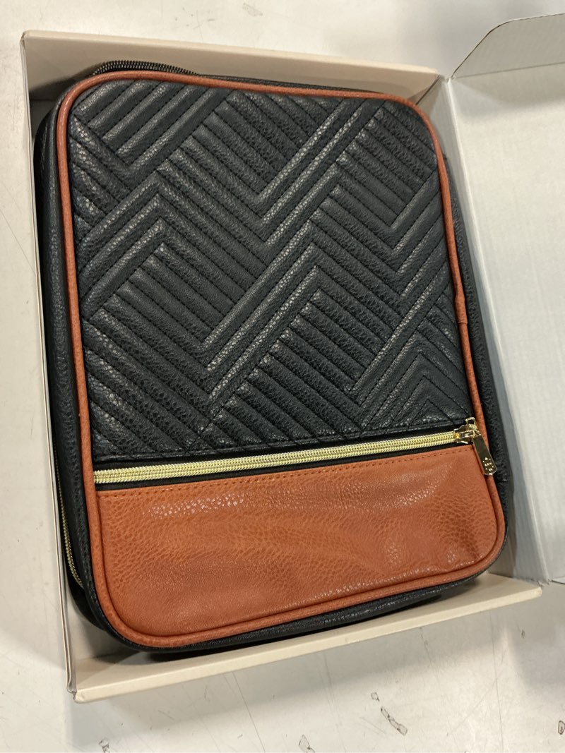 Condition photo showing Good Condition for Quilted Vegan Leather Bible Cover, Color-Blocked Bible Cover Case for Women, Large Bible Carrying Case with Handle, Bible Study Supplies & Christian Gift for Women (Black & Brown, XL) Black & Brown XL