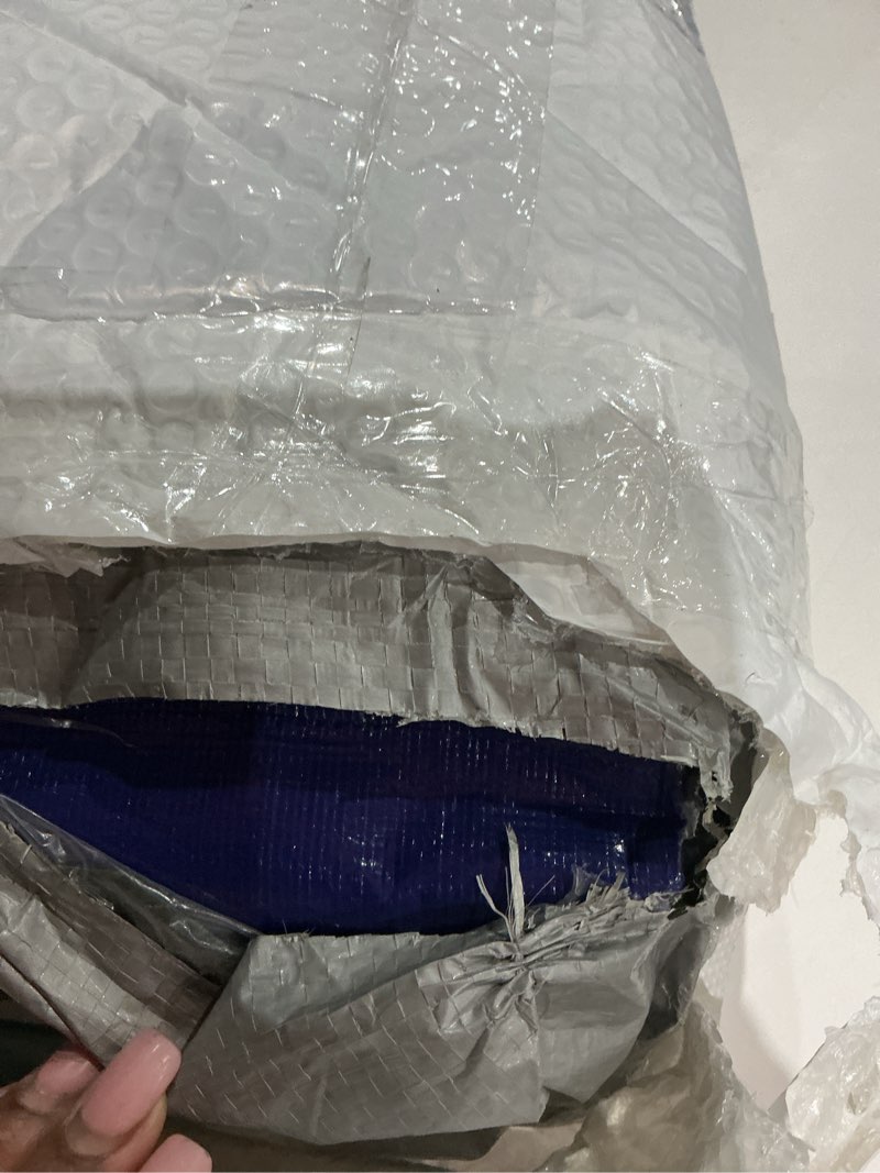 Condition photo showing Good Condition for 18 ft pool covers for above ground pools with automatic siphon drain, extra thick heavy-duty round winter pool cover, stop waterlogging, 2-in-1 tear-proof uv-resistant pool tarps with pulley and cab blue 18ft