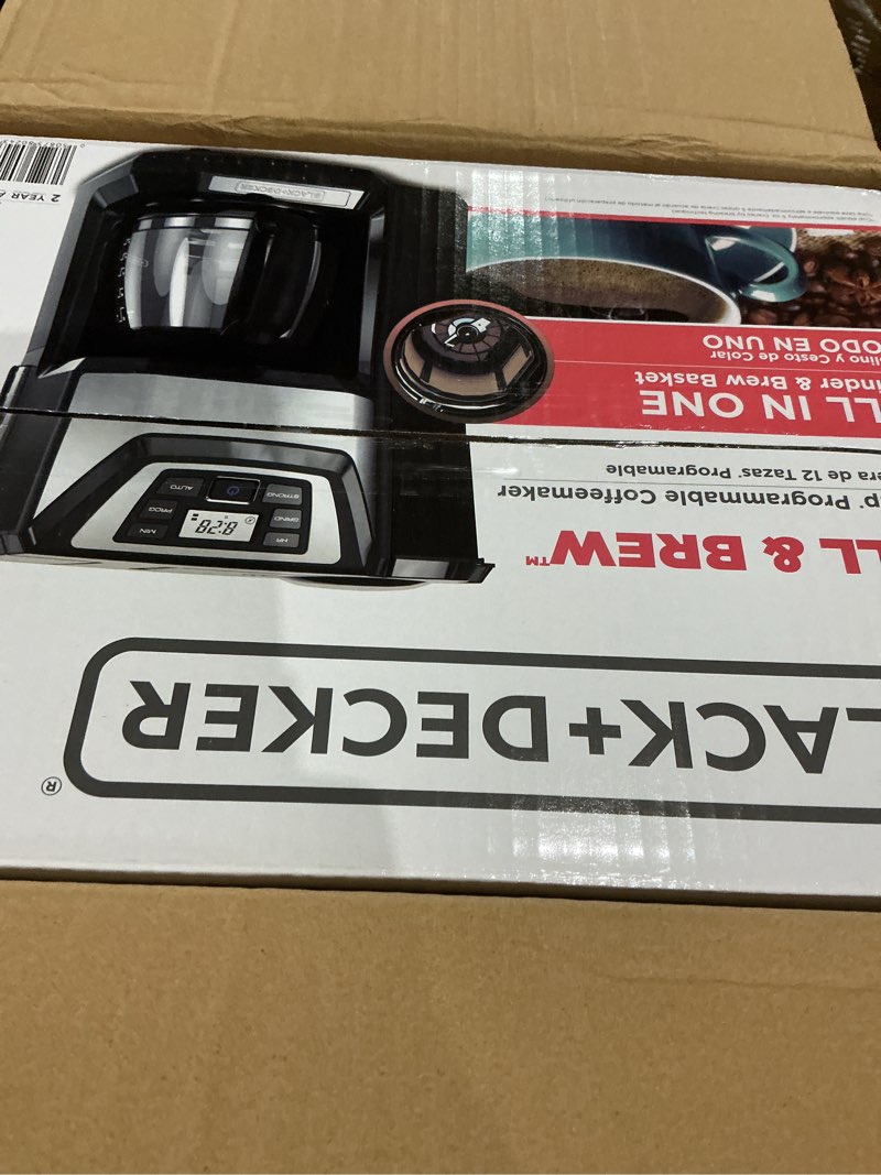 Condition photo showing New/Like New for Black and Decker BLACK+DECKER 12-Cup Mill and Brew Coffeemaker, Black, CM5000B 12-Cup Coffee System