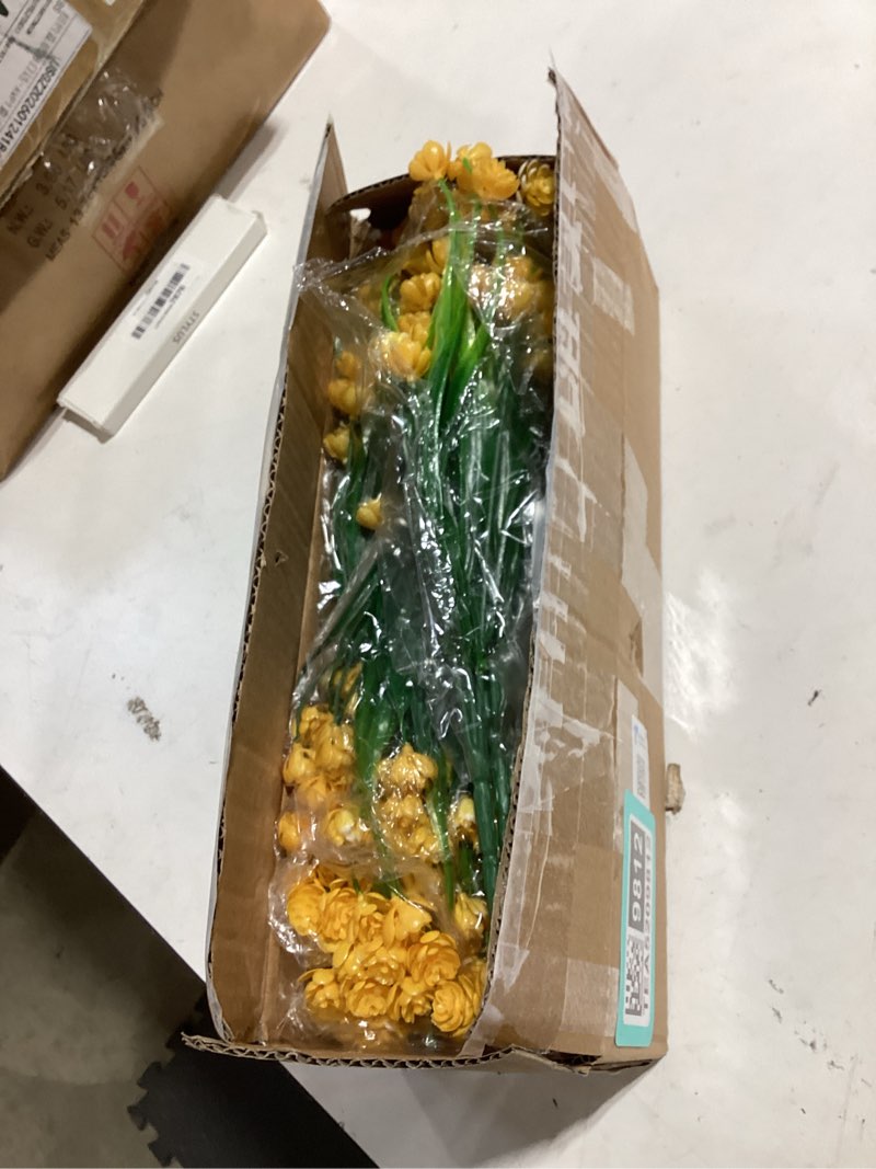Condition photo showing Good Condition for turnmeon 20 bundles artificial flowers for outdoors, summer spring grass camellia fake flowers plastic plants,uv resistant no fade faux greenery for gardens porch yards cemetery decor 500 head(yellow) yellow 20 bundles