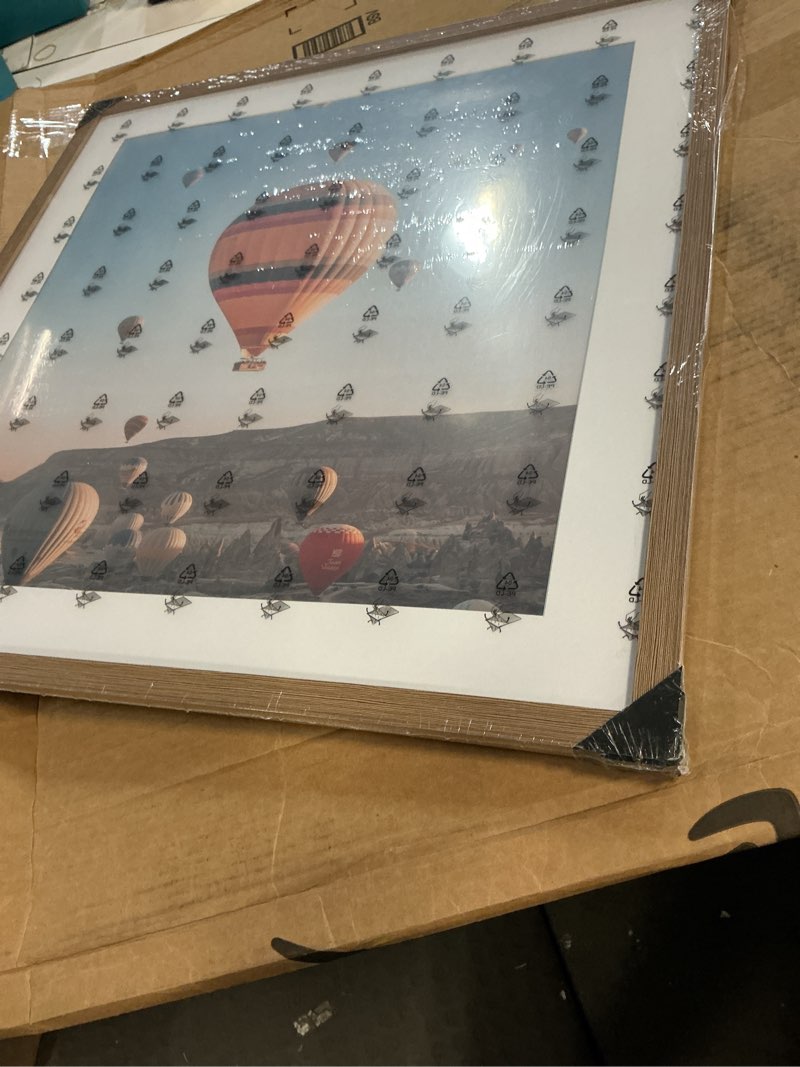 Condition photo showing New/Like New for QOTIB Wood 24x24 Picture Frame with 20x20 Mat Deep Brown, Display 20x20 with Mat or 24x24 without Ma