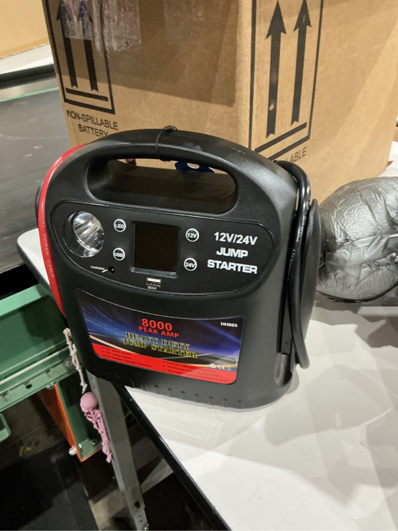 Condition photo showing Good Condition for 8000a 12v/24v jump starter for large gas & diesel engines, heavy-duty portable battery booster pack for trucks, rvs & commercial vehicles with force start, digital display, led light & usb charging black