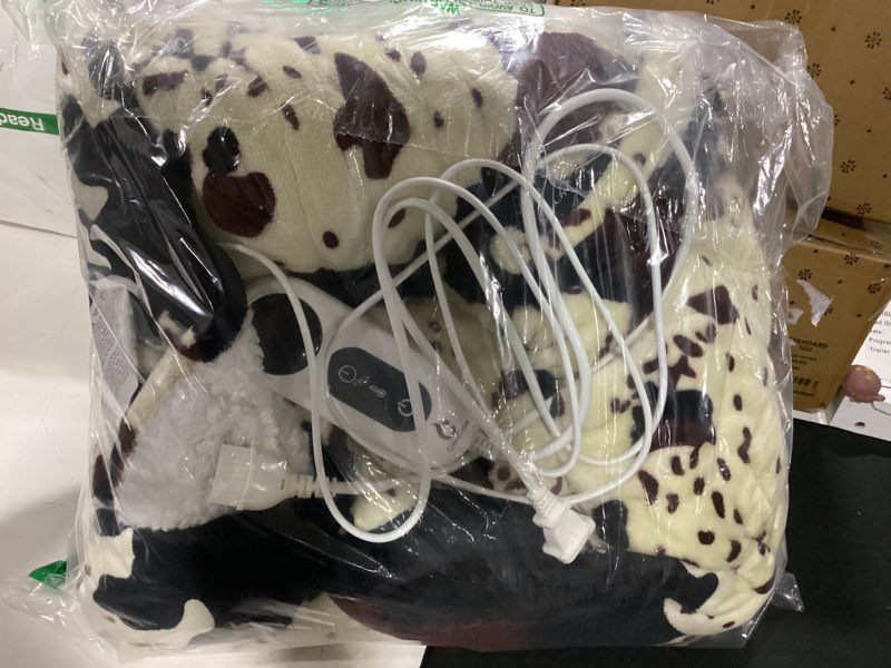 Condition photo showing Good Condition for heated electric blanket throw,50x60 brown heating blanket with 10 heats levels & 8 hours auto off, cow print western highland cow decor stuff fleece sherpa blankets warmer gifts for women adults 50"x60" brown highland cow