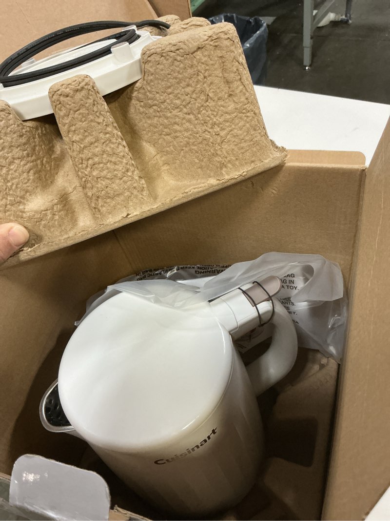 Condition photo showing Good Condition for cuisinart soho 1-liter double wall electric hot water kettle, tea kettle with stainless steel interior, one touch operation to boil water for tea, hot cocoa, or instant oatmeal, ck-10tr, truffle truffle 1.1 quarts