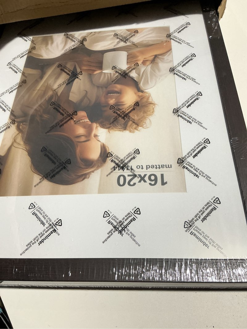 Condition photo showing Good Condition for 16x20 Picture Frame with Mat for 11x14 Set of 3, Drak Brown Wood Grain 16x20 Frames for Horizontal & Vertical Wall Mounting (3 Pack,Walnut) 16x20, 3 pack Walnut