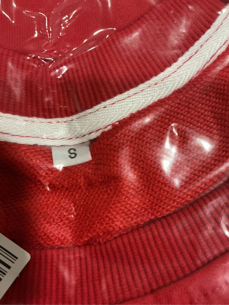 Condition photo showing New/Like New for QLIPIN Christmas Sweatshirts Women Fa La La La Christmas Shirt Holiday Song Sweater Xmas Music Notes Long Sleeve Tops Red Large