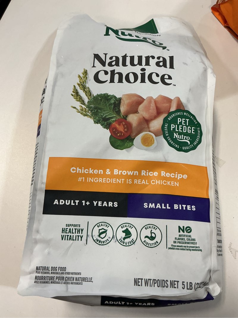 Condition photo showing New/Like New for (Best By Mar 03/2026) Nutro Natural Choice Adult Small Bites Dog Food, Chicken & Brown Rice Recipe, 5 lb. Bag Chicken 5 Pound (Pack of 1)