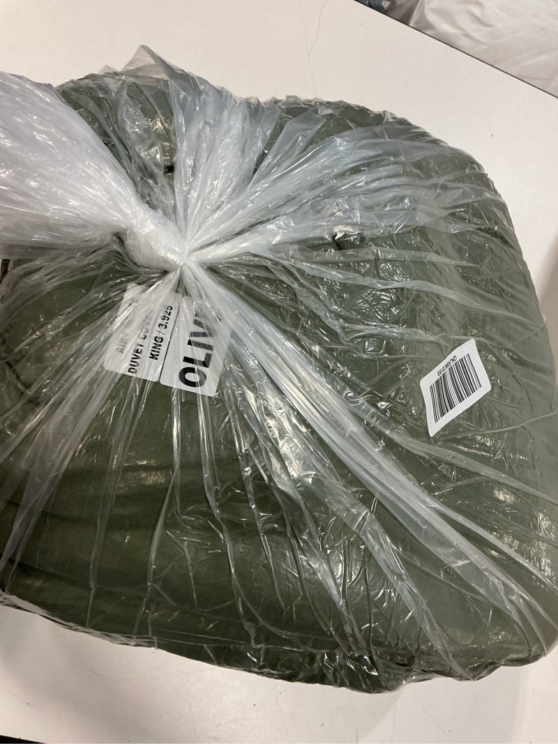 Condition photo showing Good Condition for organic cotton gauze duvet cover set, king/cal king, olive
