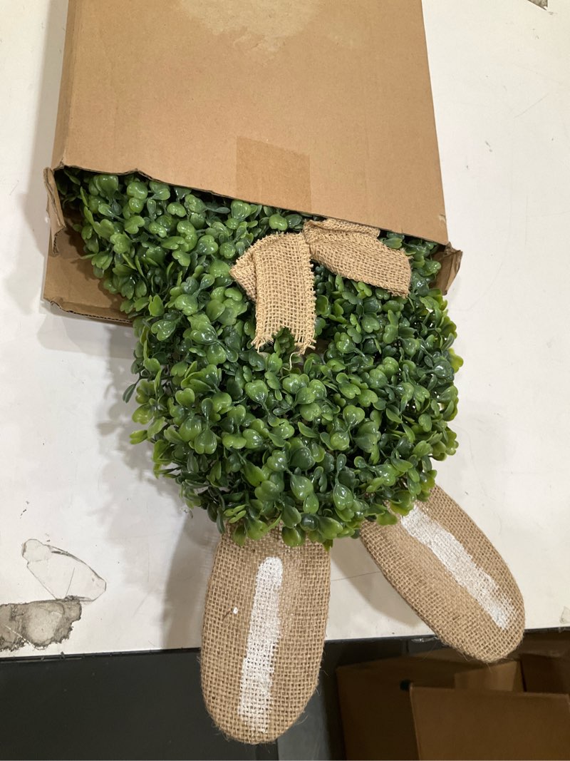 Condition photo showing Good Condition for cottontail easter bunny wreath - spring season front door decoration