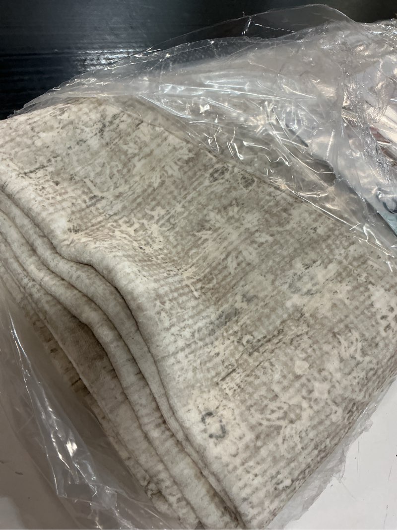 Condition photo showing As Is for washable rugs 8x10 area rugs for living room,ultra soft faux wool retro rugs for bedroom,dining room,non slip&non-shedding low pile vintage print rug indoor large carpets for home office decor