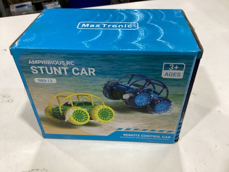 Condition photo showing New/Like New for maxtronic amphibious remote control car,rechargeable rc cars toy 360° flips rotation stunt crawler 15km/h 4wd all terrain outdoor indoor toy for kids boys girls 3-12 blue