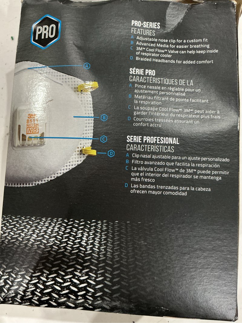 Condition photo showing As Is for 3m 10-pack disposable n95 sanding and fiberglass valved safety mask