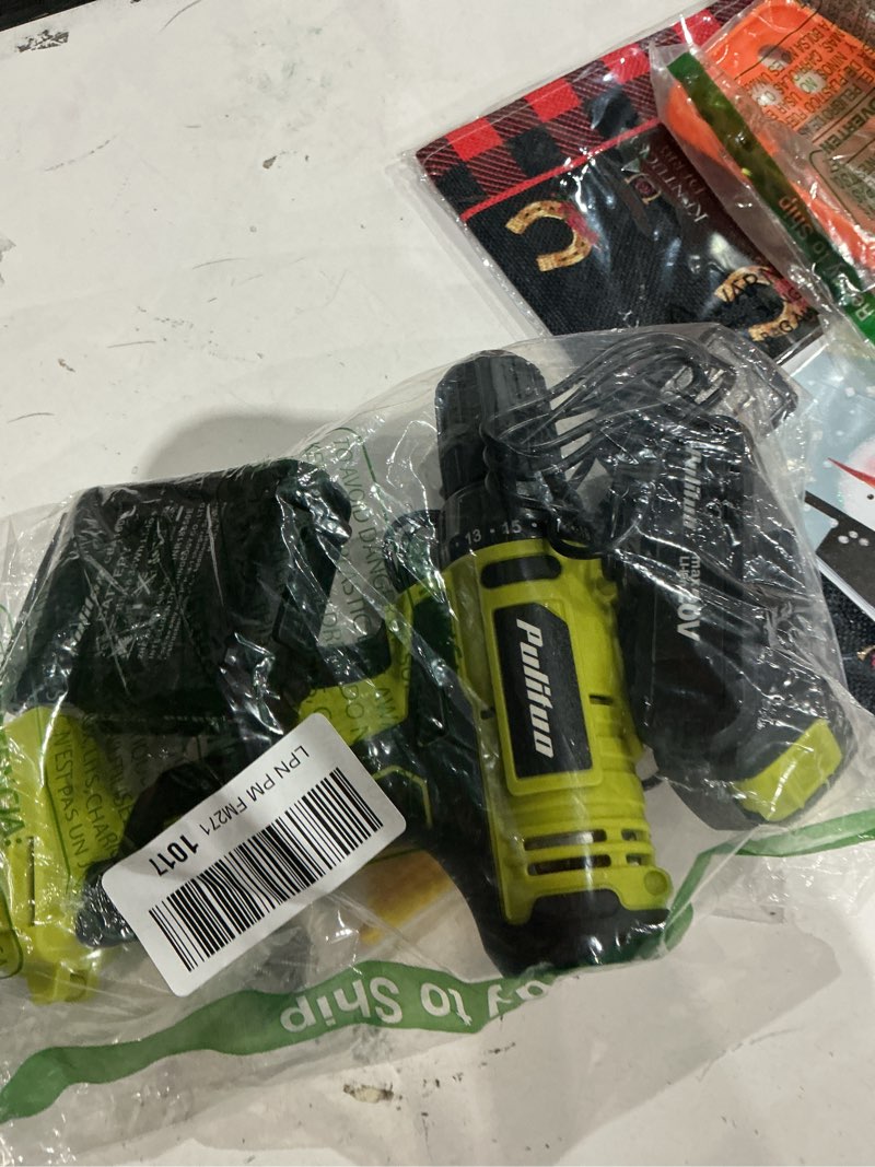 Condition photo showing Good Condition for pulituo's 20v cordless drill/driver, electric screwdriver - 2 batteries, 30nm, 21+1 torque, 2 speed, keyless 3/8" chase drill with led light, kit for home (green) 20v drill (green)- double