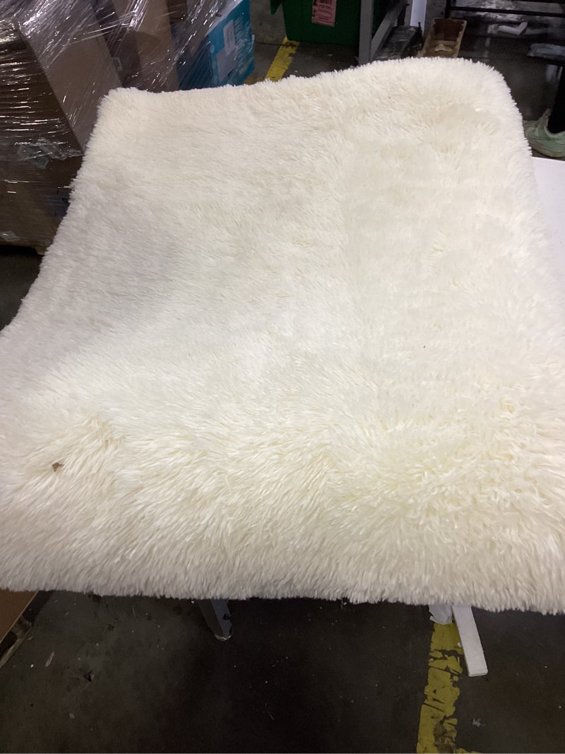 Condition photo showing Good Condition for Shag Cream Rug Small 3x5 Area Rugs for Bedroom Bedside Dorm Living Room, Non-Slip Ultra Soft Fluffy Rugs for Kids Room, Girls Room, Study, Office, Playroom, Easy to Clean, Small Carpet Décor Cream Beige 3' x 5' (Rectangular)