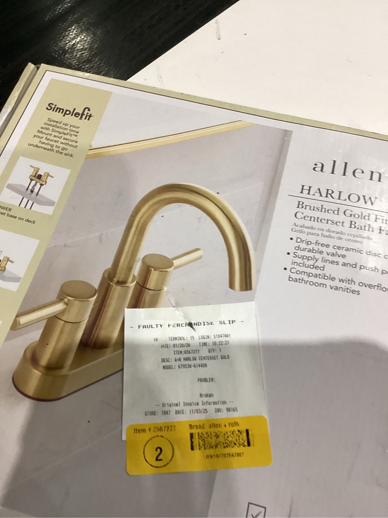 Condition photo showing As Is for KOHLER Premise Vibrant Brushed Moderne Brass 4-in centerset 2 ...