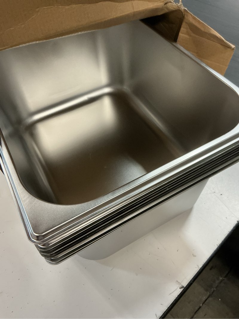 Condition photo showing Good Condition for zubebe 8 pcs hotel pans stainless steel steam table pan 1/2 half size 6 inch restaurant steam table pan deep metal food tray commercial food pans for restaurant party buffet catering 8 1/2 half size 6 inch