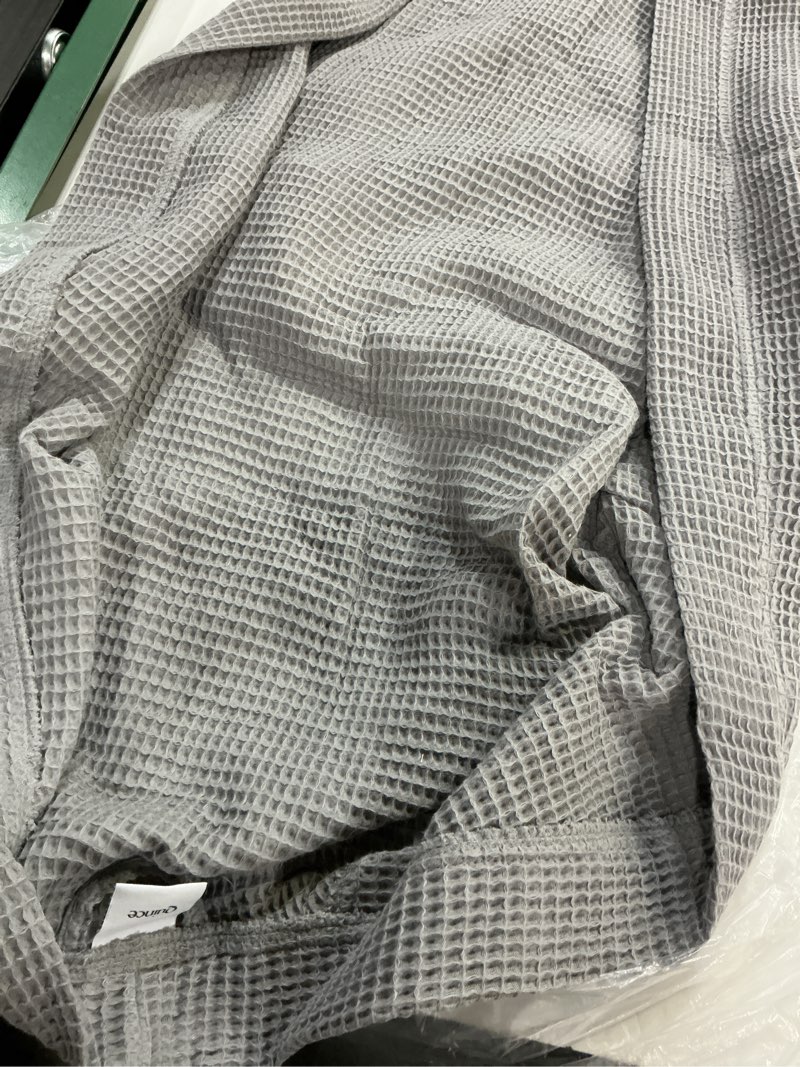 Condition photo showing Good Condition for (size:m)quince, organic turkish waffle robe/ grey