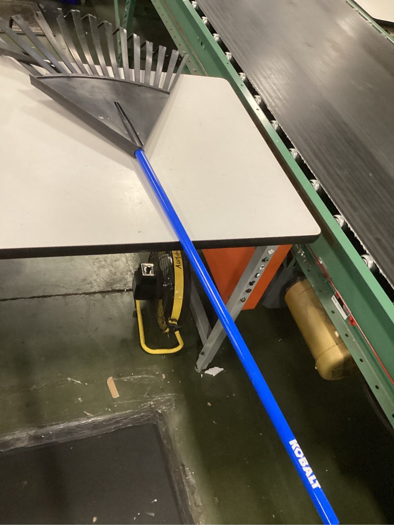 Condition photo showing As Is for Kobalt 30-in Plastic Lawn and Leaf Rake with Fiberglass Handle