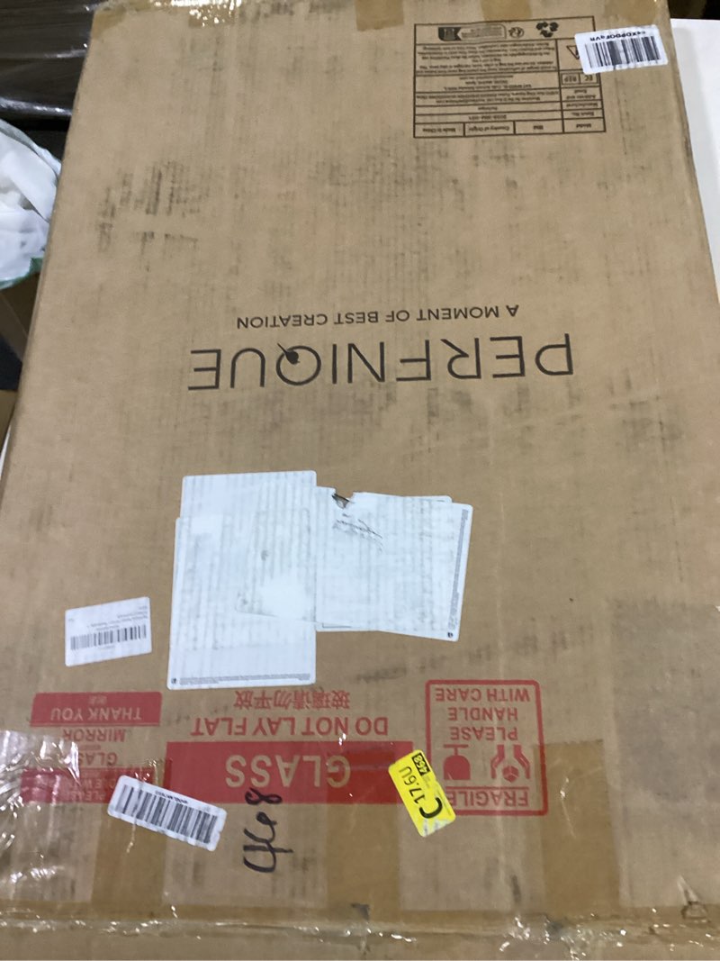 Condition photo showing New/Like New for perfnique rattan mirror, 30'' x 20" rectangle boho bathroom mirror, decorative wall nursery decor, rustic farmhouse handmade wicker mirror for bathroom bedroom entryway living room decor 30"l x 20"w