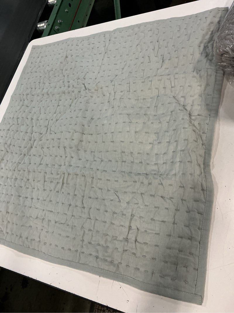 Condition photo showing Good Condition for quince pillowcase european linen cotton stitch quilted euro sham 26x26 in, mist, 1 piece