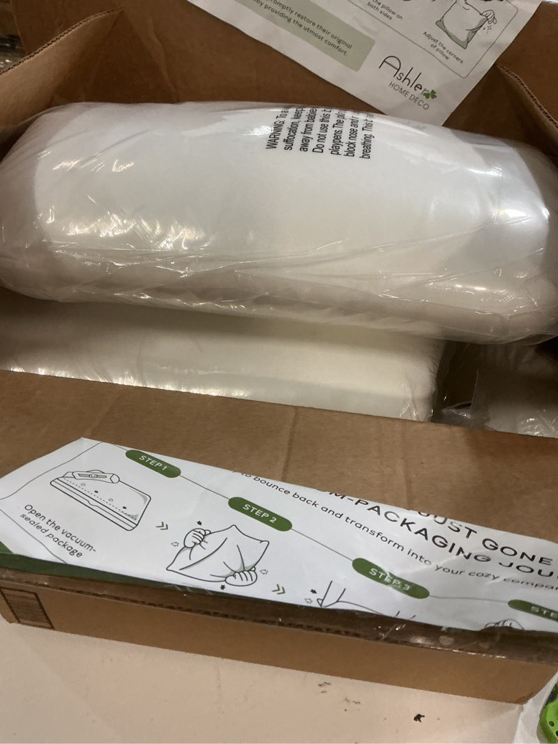 Condition photo showing New/Like New for ashler throw pillow inserts 28 x 28 inches set of 4, indoor decorative pillows, soft and firm pillows with air layer, square cushion sham stuffer for couch and living room 28x28 inch 4