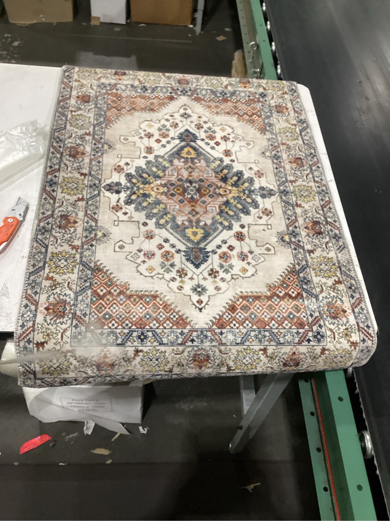 Condition photo showing Good Condition for fala 2x3 rug, washable small rugs, non slip door mat for entrance, multi/beige 24x36 inch