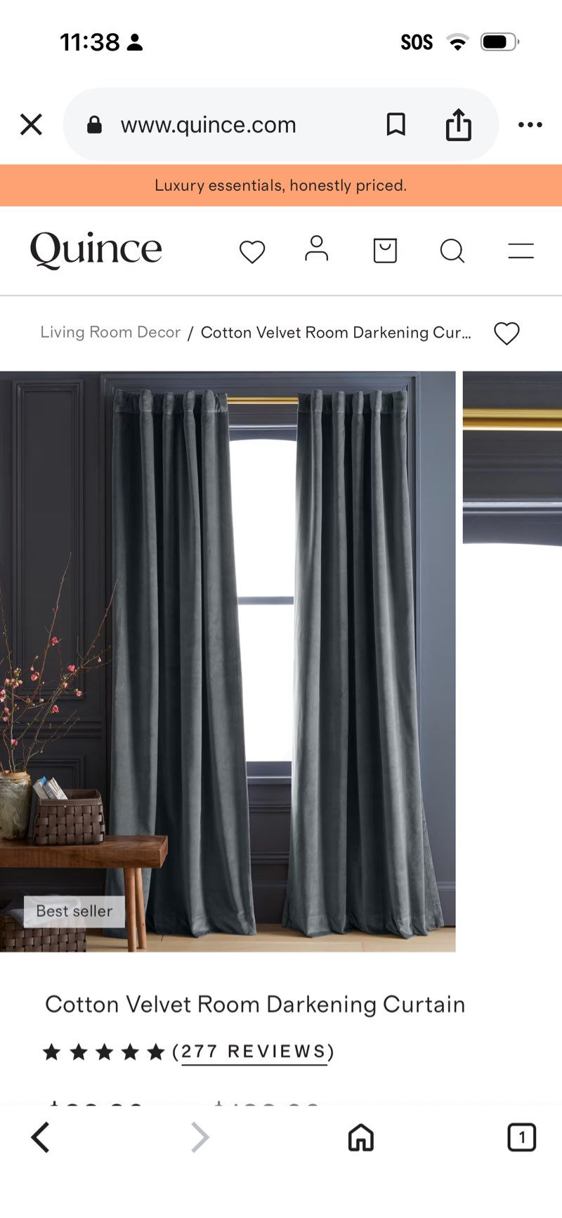 cotton velvet room darkening curtain sage