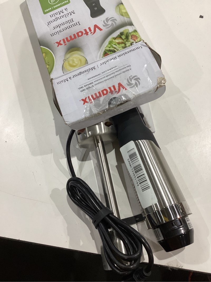 Condition photo showing Good Condition for vitamix 5-speed immersion blender, professional-grade hand blender with 625-watt motor and stainless-steel blade, stainless steel/black