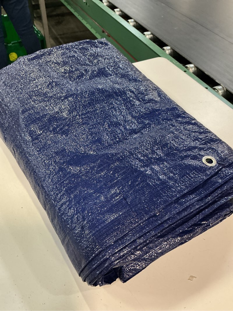 Condition photo showing Good Condition for cartman finished size 20x20 feet waterproof green tarp 8 mil thick, multipurpose protective cover for emergency rain shelter camping tarpaulin