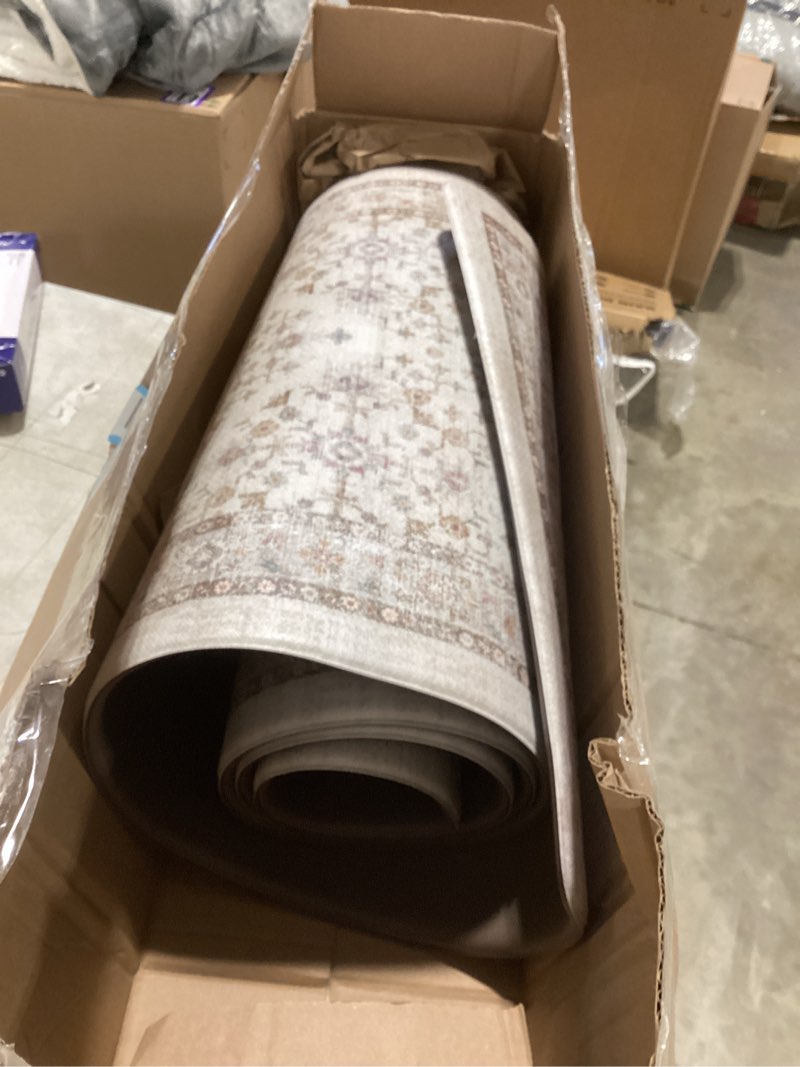 Condition photo showing Good Condition for lumi washable kitchen rug, 23x87 non-slip indoor hallway runner, soft low pile vintage distressed area rugs for laundry, bedroom, beige beige 23"x87"