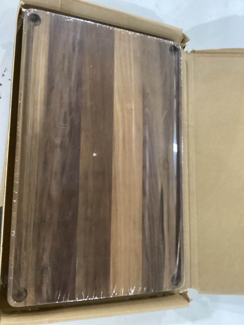 Condition photo showing Good Condition for walnut wooden cutting board for kitchen 17x11, sourced from american black walnut, reversible wood butcher block cutting board with juice groove, perfect for festivals, daily