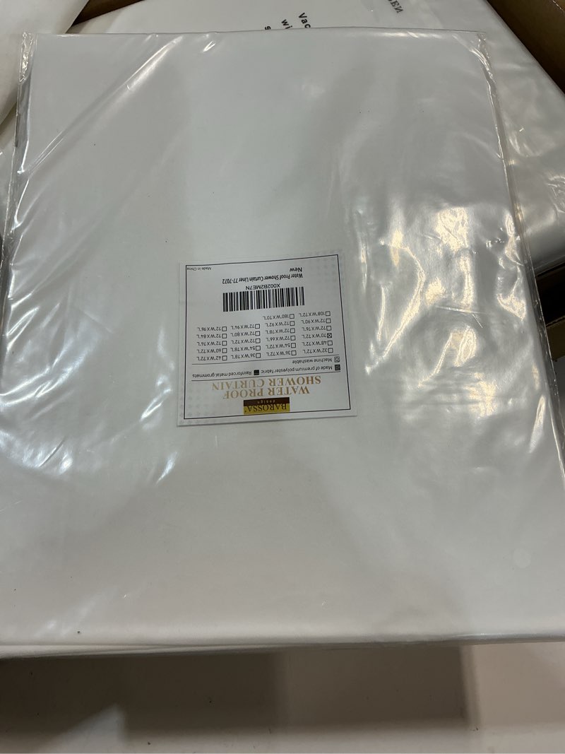 Condition photo showing New/Like New for Barossa Design Waterproof Fabric Shower Curtain Liner Microfiber 70" W x 72" H - Hotel Quality, Machine Washable, White Shower Liner for Bath Tub, 70x72 Inches 70"W x 72"L (Pack of 1) Pure White