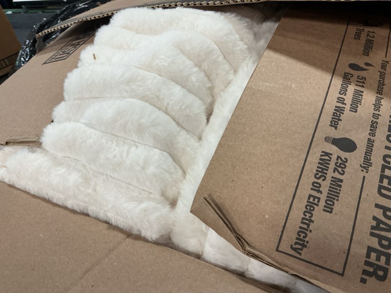 Condition photo showing As Is for MAXYOYO Kids Bean Bag Chair, Comfy Faux Fur Bean Bag Sofa with Filler, Upholstered Floor Sofa with Pillows and Armrests, Lazy Floor Chair Couch for Boys and Girls, Beige Single Beige