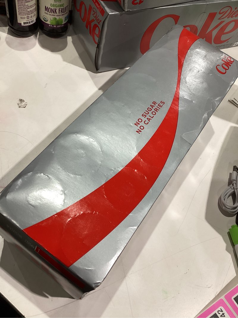 Condition photo showing Good Condition for Diet Coke Soda Soft Drinks, 12 fl oz Fridge Pack Cans, 12 Pack - Cola Flavored Diet Soda Soft Drinks Diet Coke 12 Fl Oz (Pack of 12)