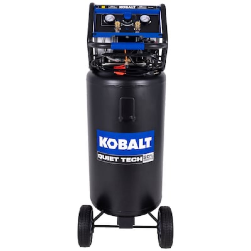 kobalt quiet tech 26-gallon portable electric 150 psi vertical air compressor