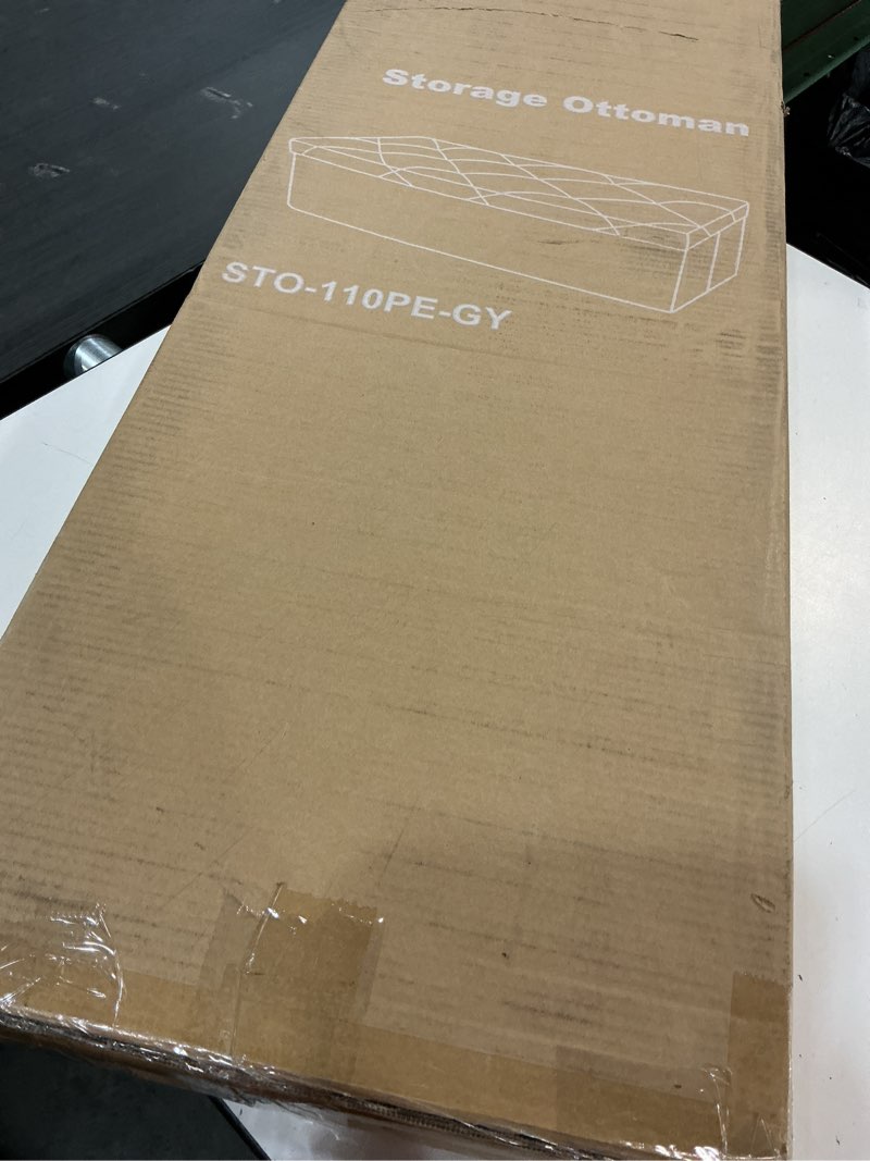 Condition photo showing New/Like New for DUMOS Foldable Storage Ottoman Bench 43in, Storage Chest, Large End of Bed Foot Rest Stool with Padd