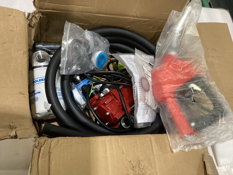 Condition photo showing As Is for 110V AC 12GPM Fuel Transfer Pump with Automatic Nozzle & Hose Kit for Gasoline Diesel Red with Particulate Filter 12GPM - 110V