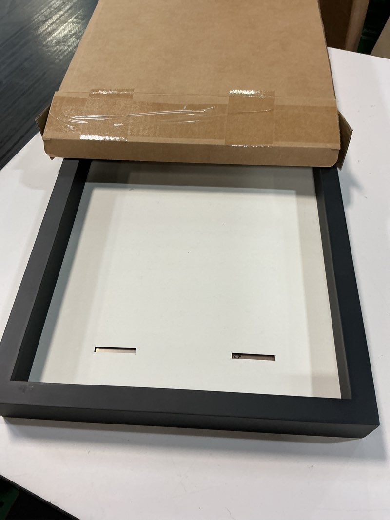 Condition photo showing As Is for rattanview medal display frame shadow box 3 in 1 marathon medal and photo display frame case 17 x 12.5 inch black wood award storage box for runners, race bibs all sport winner, military award(black)