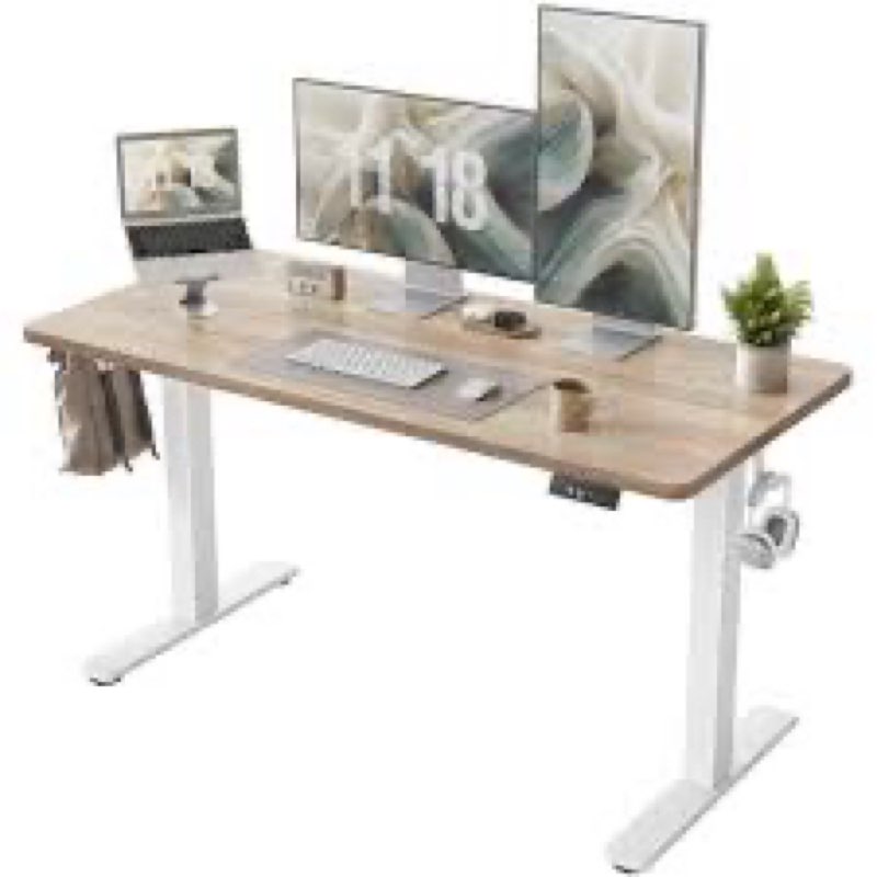 tiqlab electric standing desk, adjustable height stand up desk, 55 * 28 inches sit stand home office