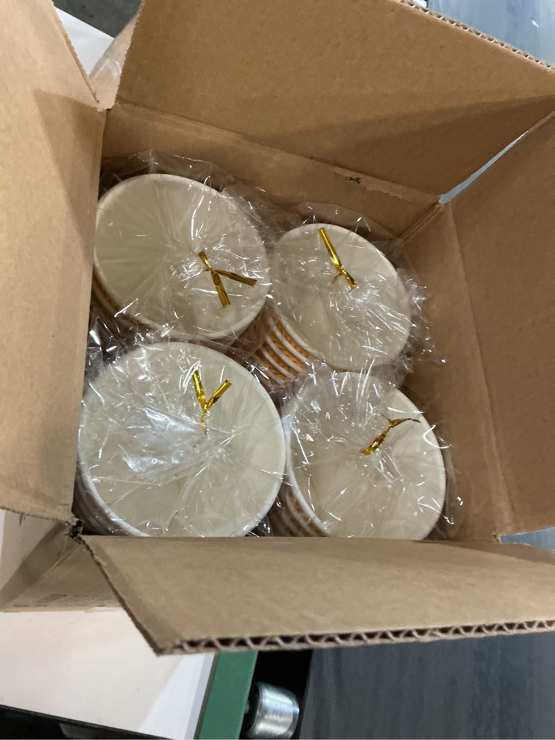 Condition photo showing New/Like New for 100 Pack 12 oz Disposable Paper Coffee Cups, Leak Proof Insulated Ripple Wall Hot Cups for Espresso, Coffee, Tea, Hot Chocolate, To Go Drinks (Home, Office, Cafe Bar) Champagne 12oz - 100Pack