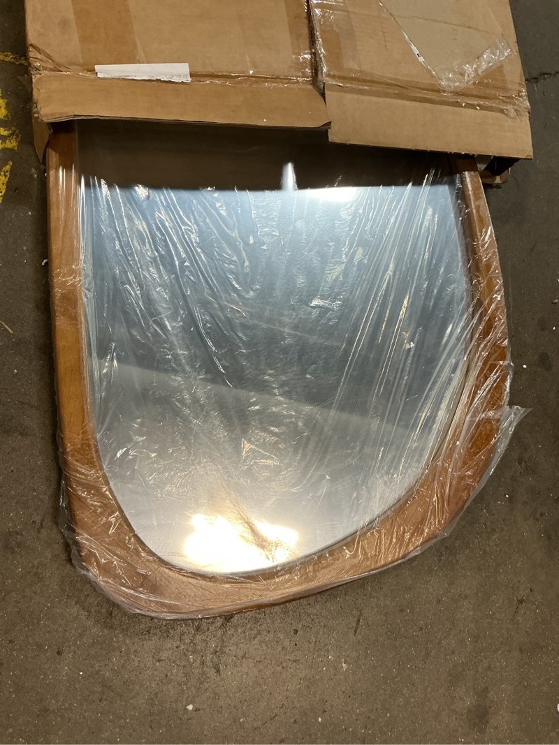 Condition photo showing New/Like New for 22‘’x48'' asymmetrical mirror with wood frame, small irregular wall odd shaped mid century modern mirror christmas decor for bedroom living room entryway hall (wood) wood 48"l x 22"w