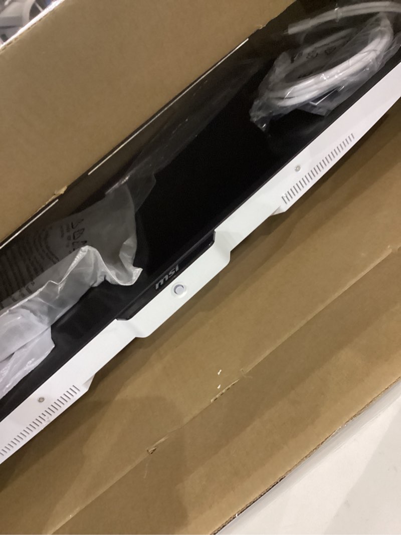 Condition photo showing As Is for MSI MPG 274URDFW E16M 27-inch 3840 x 2160 (UHD) Gaming Monitor, 160Hz, AMD Adaptive Sync, HDR Ready, HDMI, VGA Port, VESA Mountable, Tilt, 4-Side Slim Bezel, 0.5ms, White