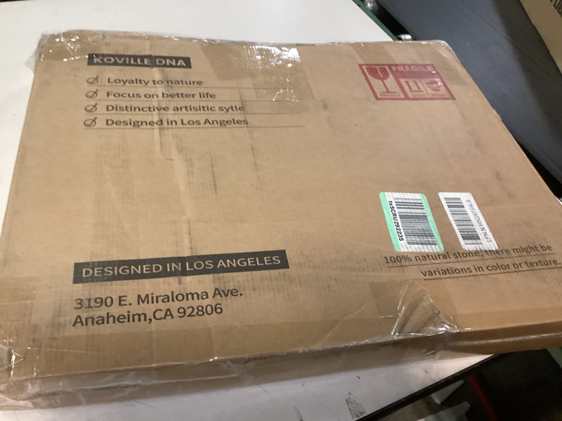 Condition photo showing Good Condition for Koville Granite Cutting Board for Kitchen, 12x8 Inches Stone Slab Pastry Cheese Board, Rectangular Serving Tray for Bathroom Countertop, Marble Vanity Tray for Jewelry Cosmetics Perfume (Black Galaxy) Black Galaxy 12"x8"