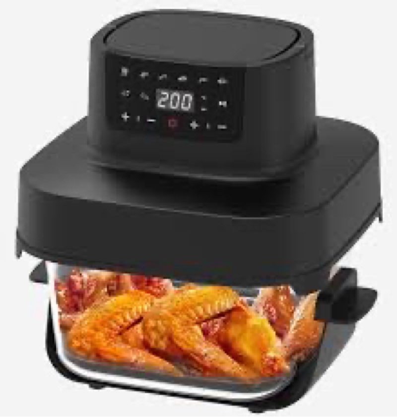 Anbolife New 3-in-1 2.5L 4L Portable Glass Air Fryer Kitchen Appliances Hot Electric Digital Air Fryer with Glass Bowl