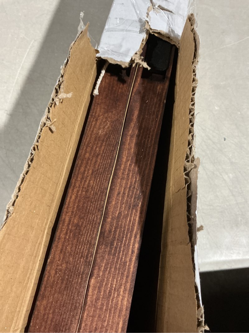 Condition photo showing As Is for solid pine wood floating shelves - bathroom & bedroom/living room - set of 2 (walnut color) - 36x6.7x1.2 inch 36 inch walnut