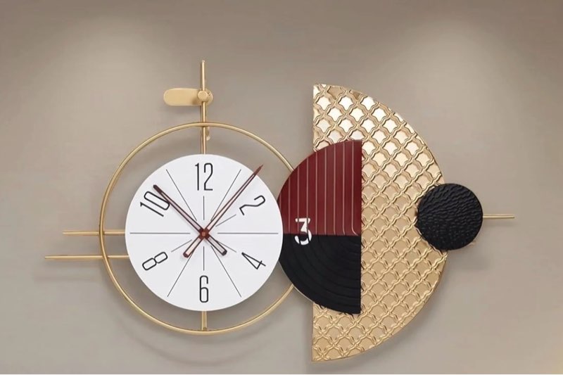39.4" large silent wall clock light modern abstract geometric ...