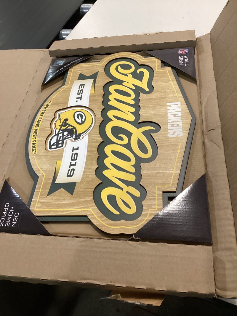 Condition photo showing Good Condition for YouTheFan NFL Officially-licensed FanCave 3D wall art - ready-to-hang, 3D multi-layered construction - floating wall mount design - Perfect fan gift One Size Green Bay Packers