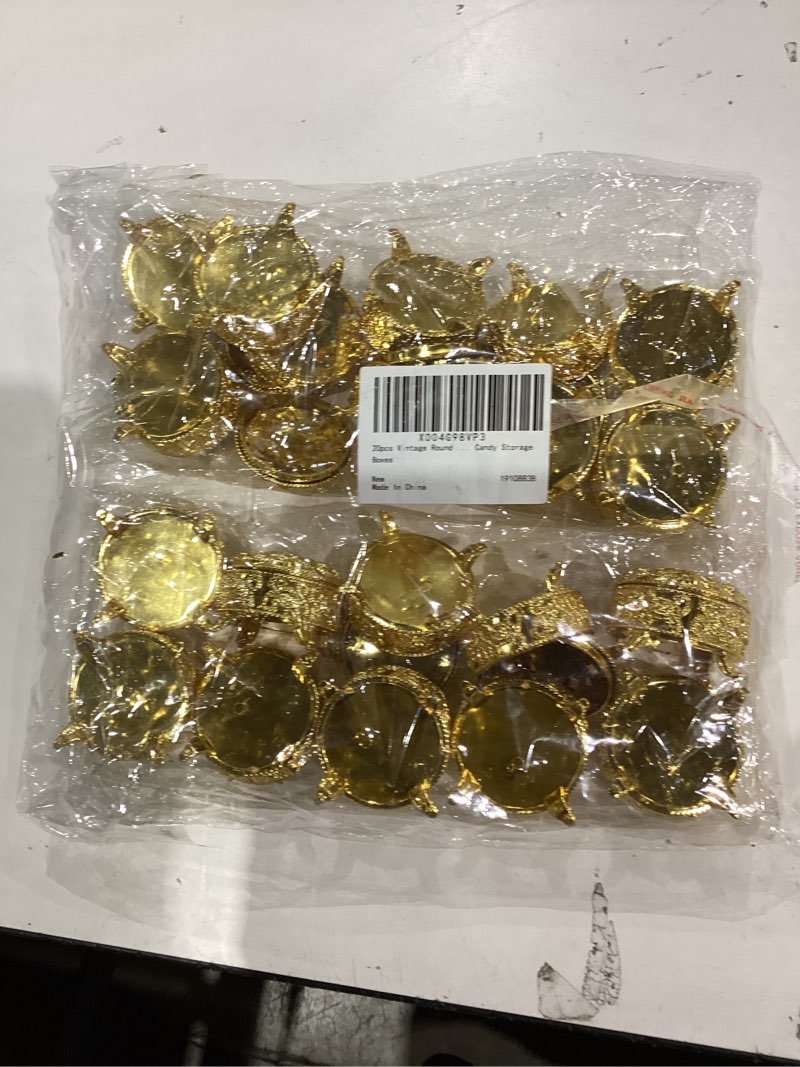 Condition photo showing New/Like New for Cabilock Vintage Round Wedding Candy Box 2 Inch Hollow Jars Party Favor Storage for Wedding Bridal Shower Baptism Treats and Small