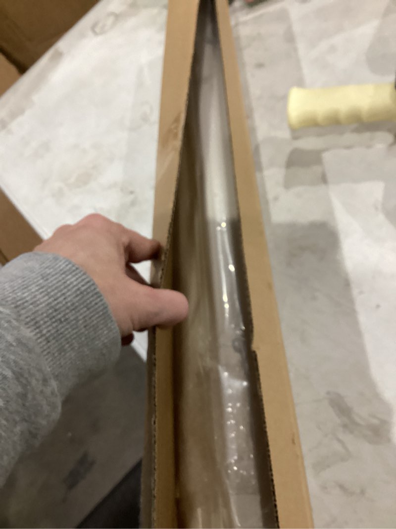 Condition photo showing New/Like New for DEZ FURNISHINGS Cordless No Tools 1" Magnet Mini Blinds for Metal Doors, Room Darkening, 25" W x 72" H, White 25"W x 72"H