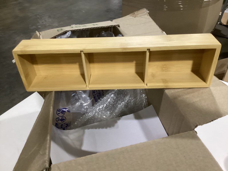 Condition photo showing Good Condition for DUJEN 5 pieces Bamboo Drawer Organizer, Adjustable 3 Individual Junk Drawer organizer for Bathroom a